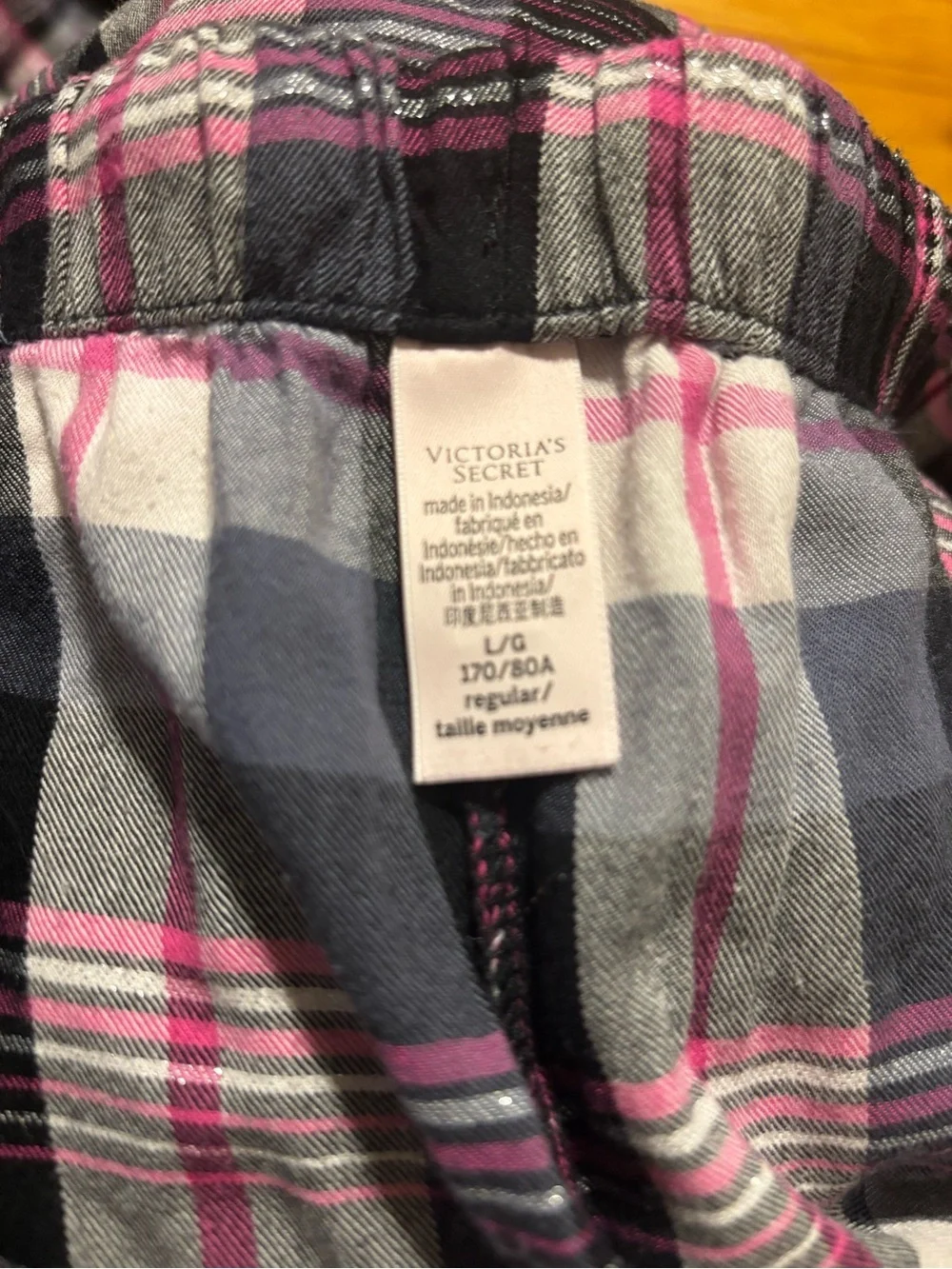 Victoria's Secret  Plaid Pajama Set - Black, Gray & Pink